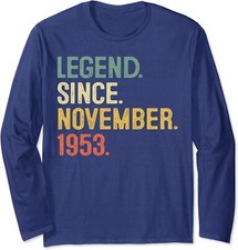 70 Years Old 70th Birthday Legend Since November Long Sleeve T-Shirt