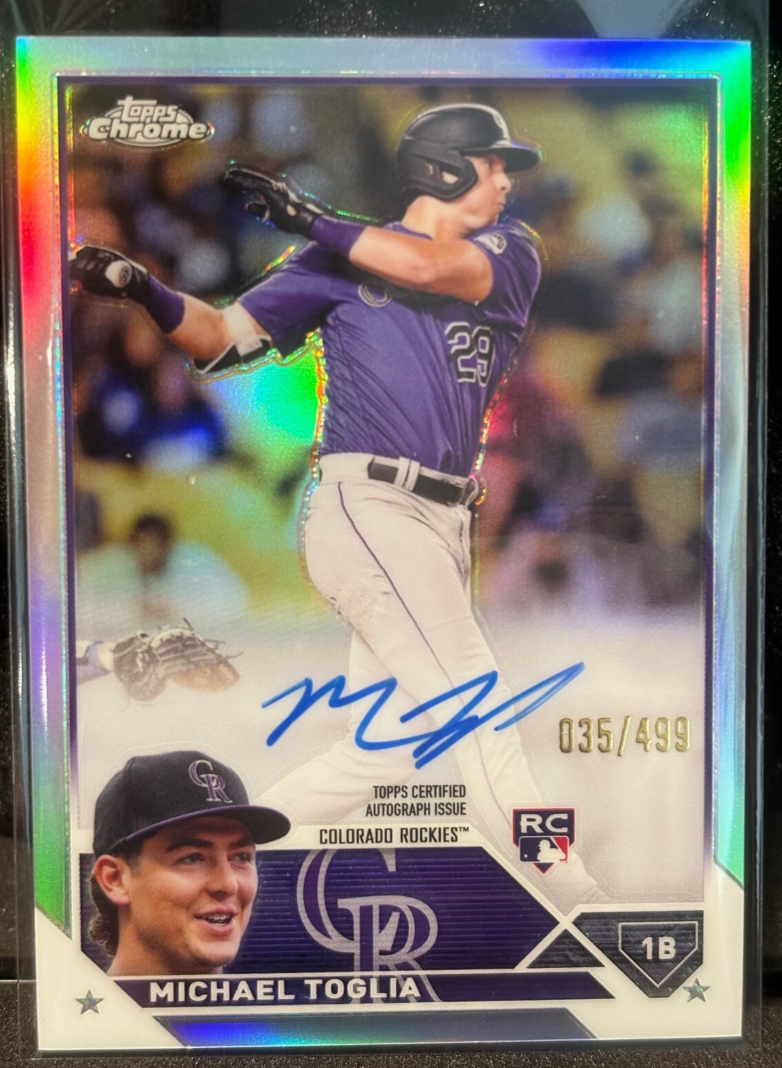 2023 Topps Chrome Michael Toglia RA-MT Rookie Auto Refractor 088/499 Rockies