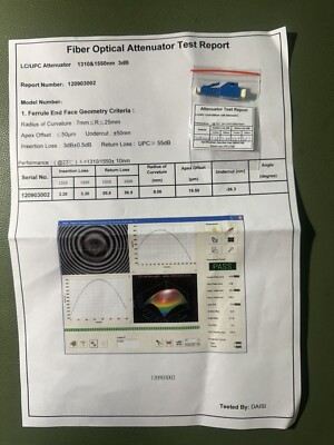 (2X)New LC Fiber Optic LC/UPC-3DB Attenuator with test and geometry measurements