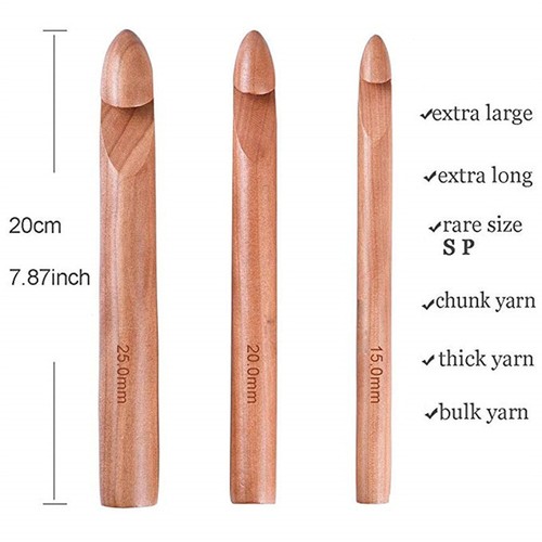Weave Yarn Large Sewing Needles Knitting Tool Crochet Kit Wooden Crochet Hook - Picture 2 of 15