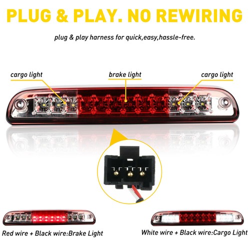 Tercera luz de freno roja/humada LED de carga para 99-16 Ford F250 F350 Super Duty - Imagen 5 de 12