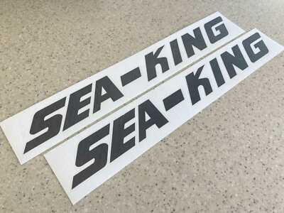 Sea King Vintage Boat Decal Die-Cut 18'' Black 2-PAK FREE SHIP + Free Fish Decal!