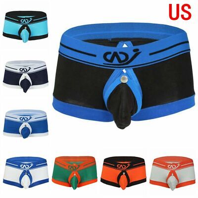 US Mens Silky Boxer Pouch Briefs Closed Penis Sheath Trunks Underpants Underwear