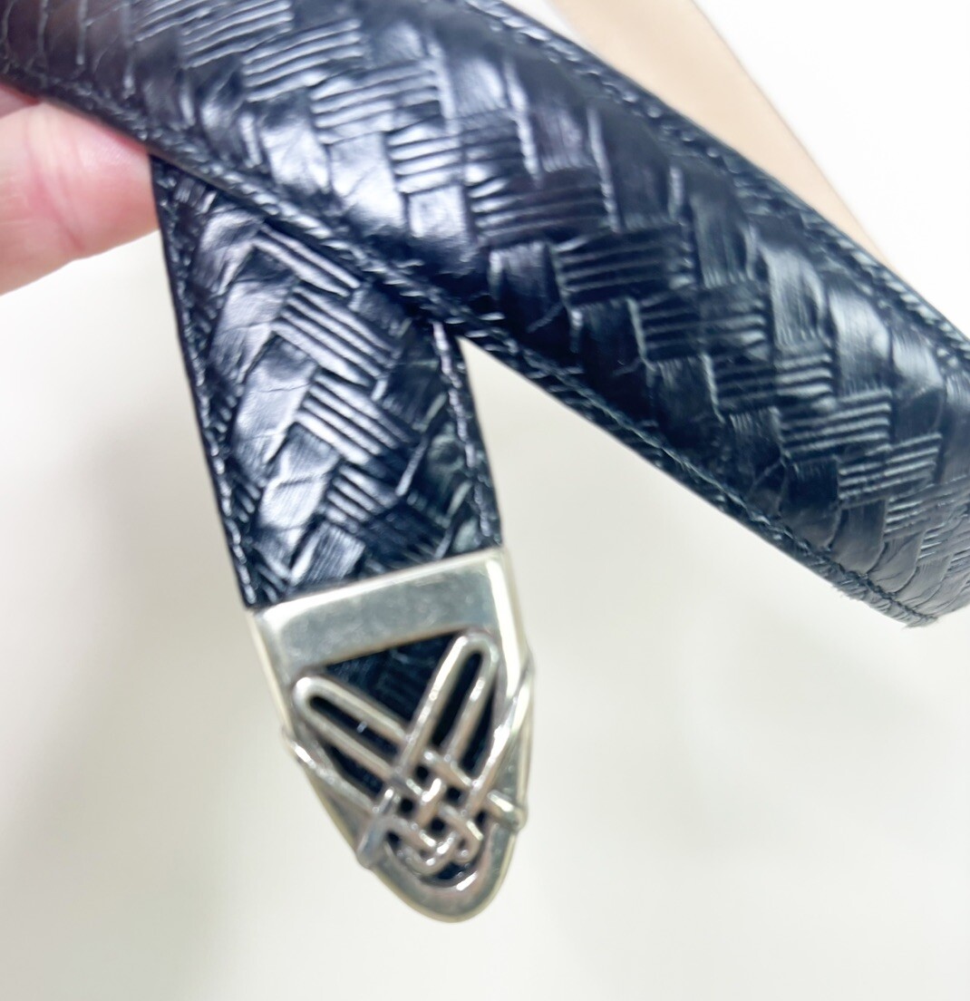 Vintage Brighton Belt Size M/L 32 Black Leather Braided Filigree s-l400.jpg main image 4