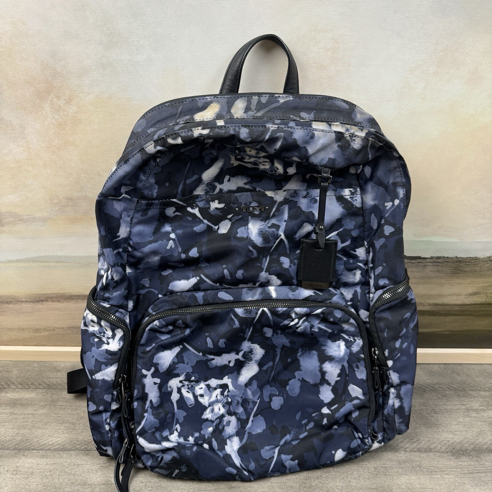TUMI Navy Total Pattern Backpack Daypack Commutin… - image 1