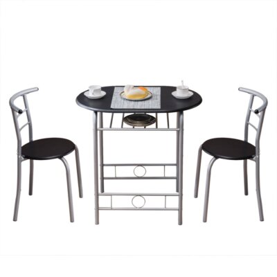 3 Piece Dining Set Table 2 Chairs Bistro Pub Home Kitchen Breakfast Furniture
