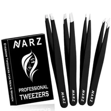 4 Pack Tweezers Set Stainless Steel Eyebrow Plucking Tweezers