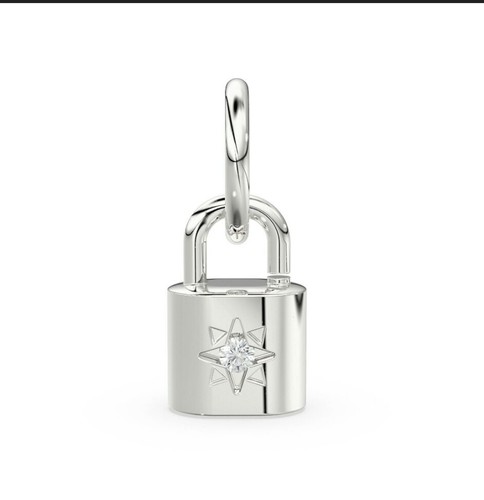 14K Solid Gold Lock Charm Pendant Diamond Padlock Pendant Christmas Gift For Her - Picture 3 of 12