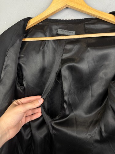 Alberta Ferretti Wool Coat Italy Black Long Trench Jacket Women IT 40 US 6 Size - Picture 17 of 19