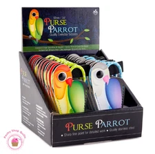 Moda PURSE PARROT EMBROIDERY SCISSORS with sleeve Tacony 3 1/2"  Green or Blue