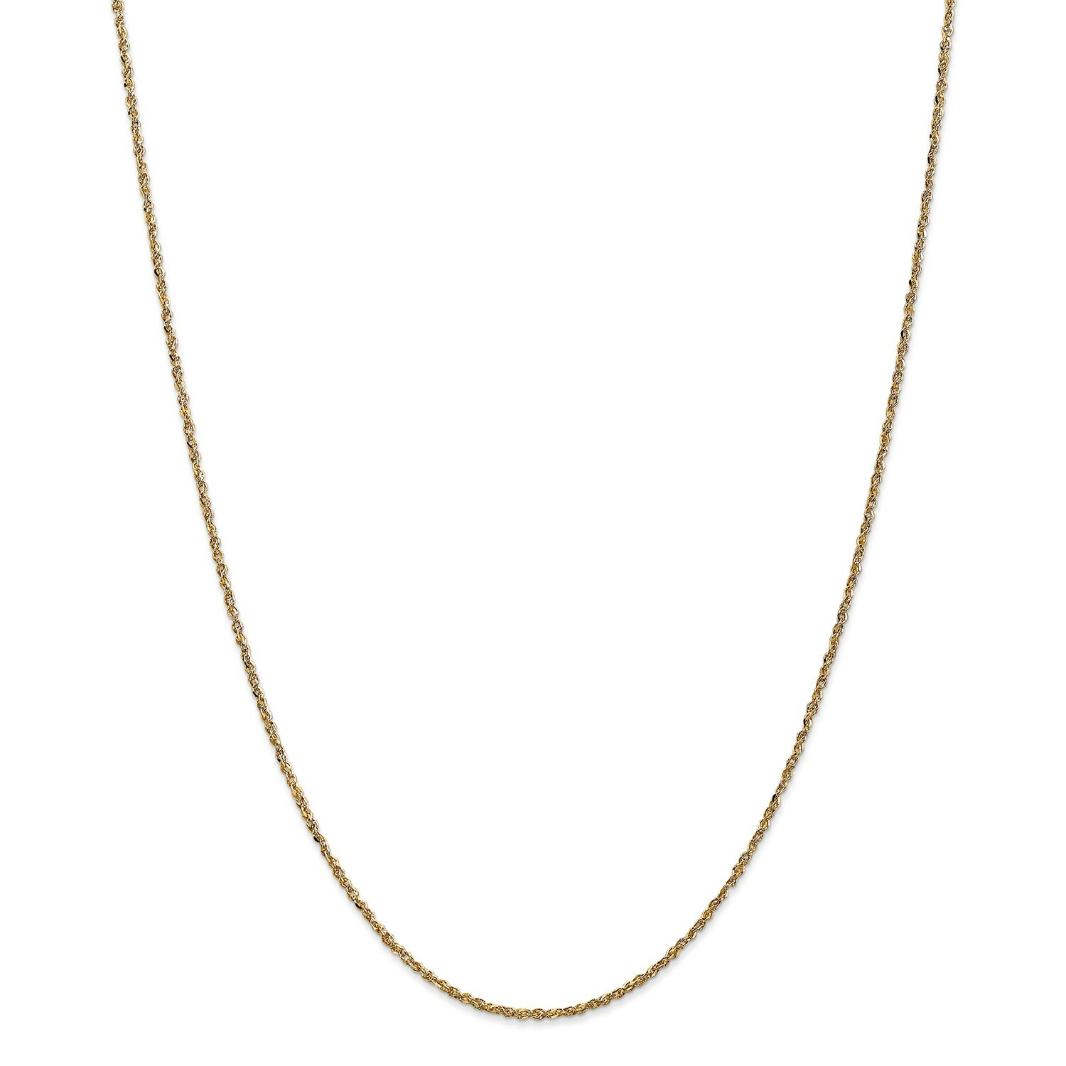 14k Yellow Gold 1.7mm Solid Plain Ropa Chain w/ Spring Ring Clasp 14" - 24"