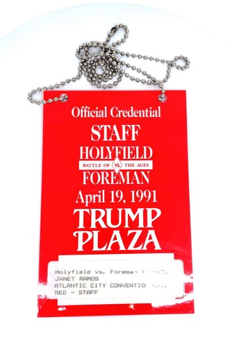 RARE Evander Holyfield vs. George Foreman TRUMP PLAZA Boxing🥊Credential/ Ticket - 第 1/2 張圖片