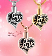New Heart Love Crystal Cremation Urn Keepsake Ashes Memorial Necklace