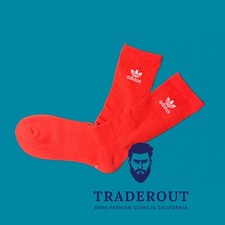 adidas Men dark orange Trefoil crew socks size L