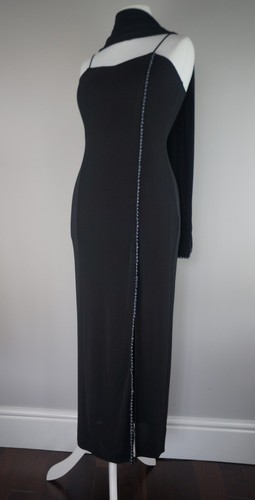 WALLIS Dress Size 10 Black Beaded Maxi 