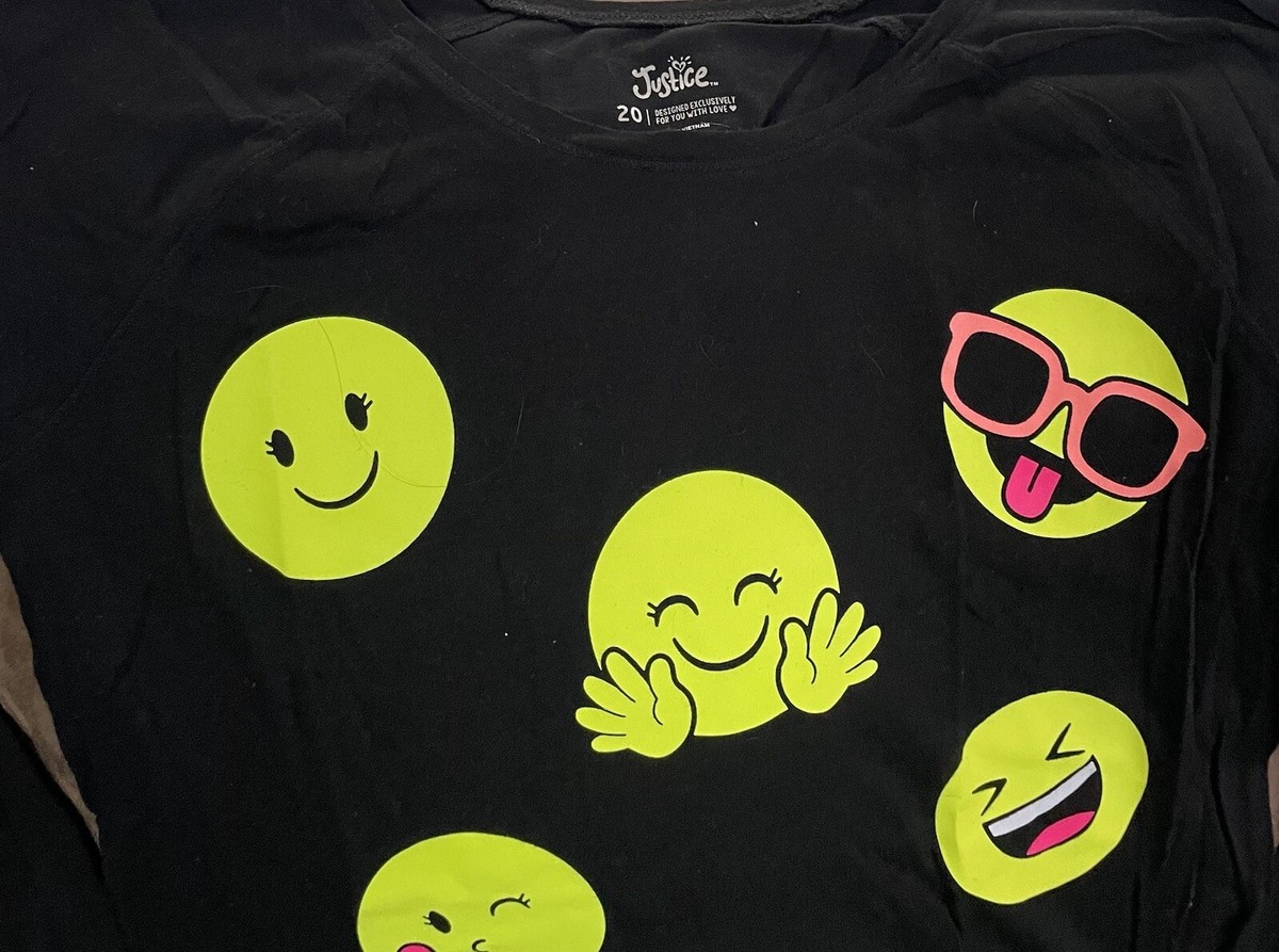 Haut à Capuche Justice Pour Fille Taille 6 - Motif Bling Emojis - Occasion Très Bon état