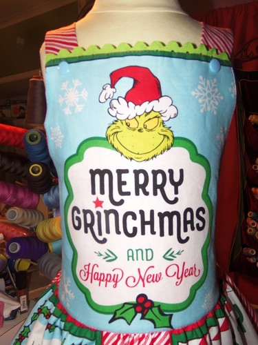 Vintage Stoff Grinch Stola Weihnachten Mädchen Kleid Größe 8/9 LETZTER - Bild 2 von 10