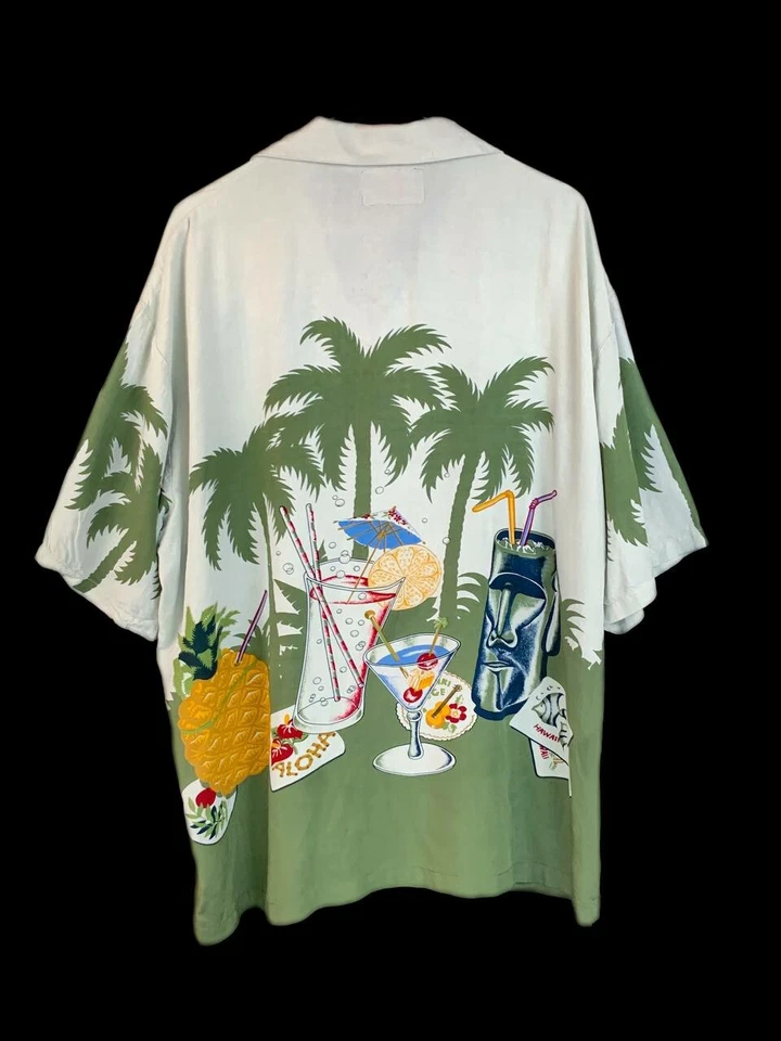 BC ETHIC Hawaiian Shirt XL Mens Tropical Aloha Palm Trees Drinks  - Image 2 of 4