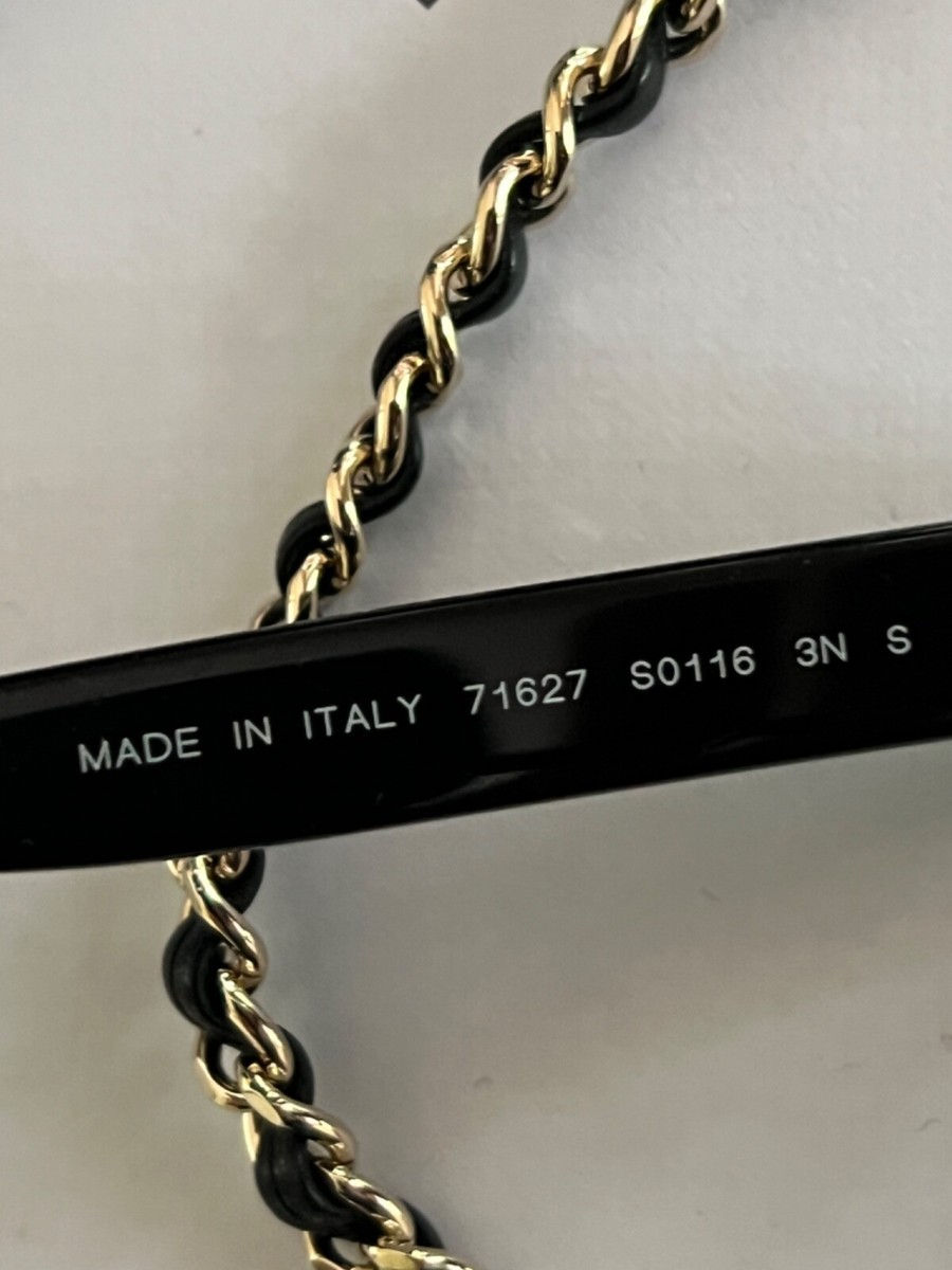 CHANEL CLASSIC 2024 NEW TAGS BLACK SUNGLASSES GOLD LONG CHAIN GOLD