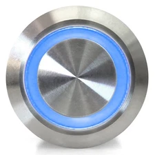 22mm Momentary Billet Buttons /LED Blue/GN Ring Johnny Law Motors muscle