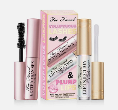 TOO FACED VOLUPTUOUS LASHES & PLUMP LIPS - MASCARA AND LIP PLUMP DUO - NIB