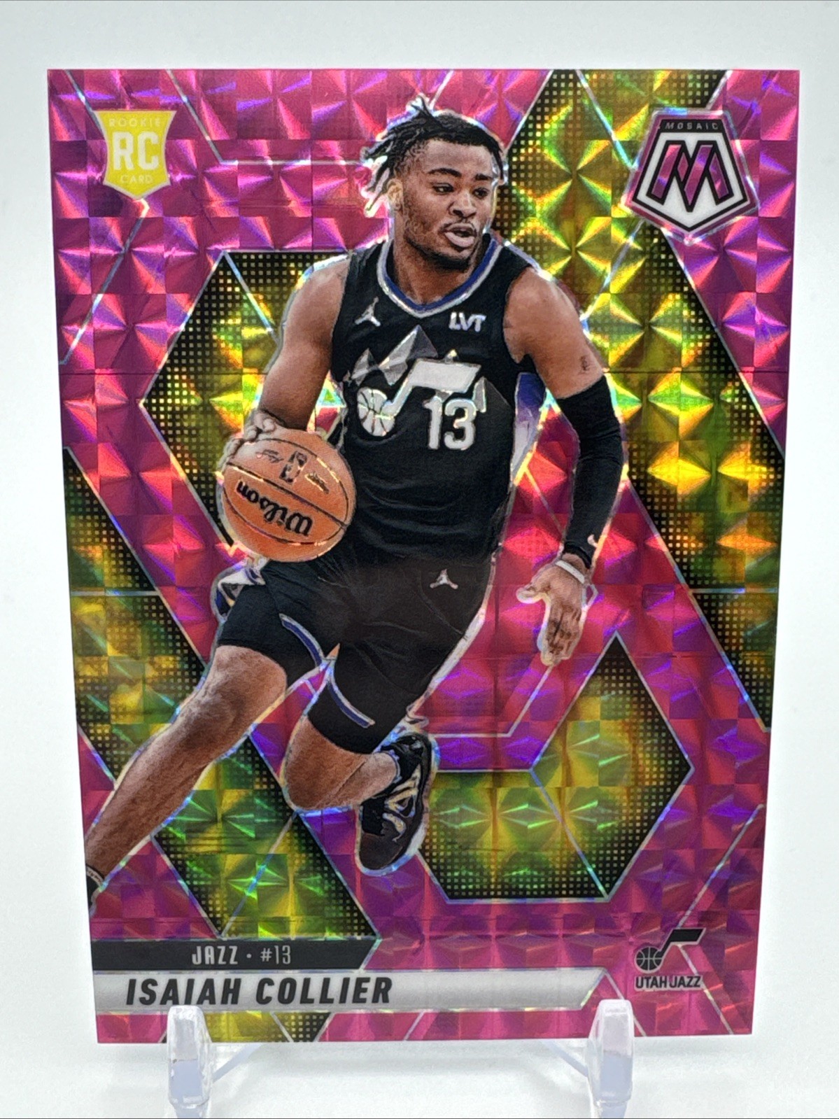 2024-25 Panini Mosaic Isaiah Collier #222 Rookie Pink Mosaic /175