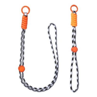 1Set Heavy Duty Paracord Keychain Lanyard for Keys , Black White/Orange