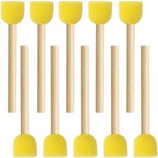 10pcs Round Sponge Brushes for Painting, Foam Paintbrushes with Wooden Handle...