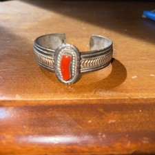 Vintage Les Craig Sterling mit Goldfüllung Besatz und Korallenarmband