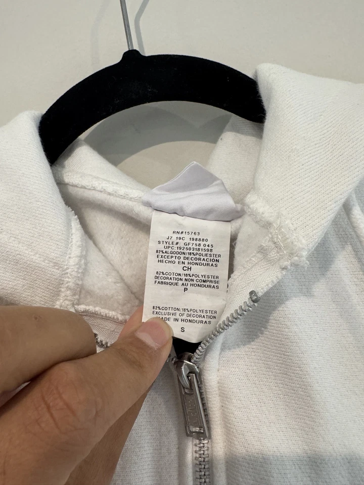 Chaqueta Champion Mujer Blanca Pequeña Suavemente Usada Cremallera Tejido Inverso Algodon Poli Foto 3 de 4