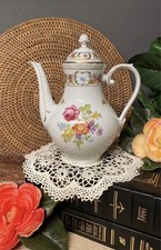 Vintage Schumann Germany Dresden Flowers Empress Crown Coffee Pot with Lid