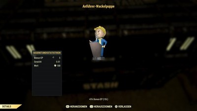 Fallout 76 Anführer Wackelpuppen 100 Stück 