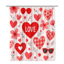Charming Red Hearts Shower Curtain for Romantic Bathroom Decor