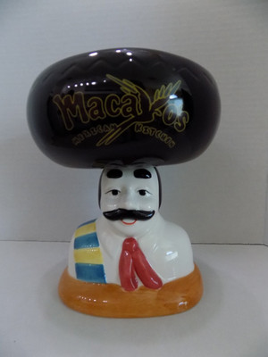 Macayos Restaurant Margarita Glass Salsa Bowl 7'' Tall Señor figure Vintage AZ