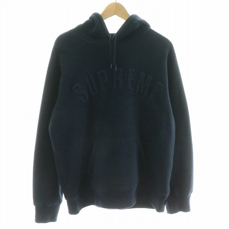 Sweat à capuche polaire Supreme 18Aw Polartec logo arc M bleu marine V33