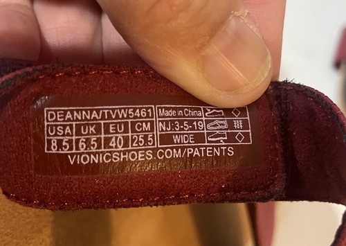 Vionic Deanna Sandals Burgundy Red Tan US 8.5 EU 40 Comfort Adjustable NEW - Picture 5 of 5