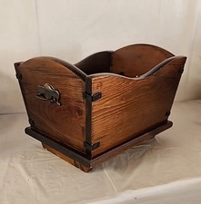 Vintage Wood Magazine Rack 3 Section Metal Hardware Rustic Newspaper Holder 16