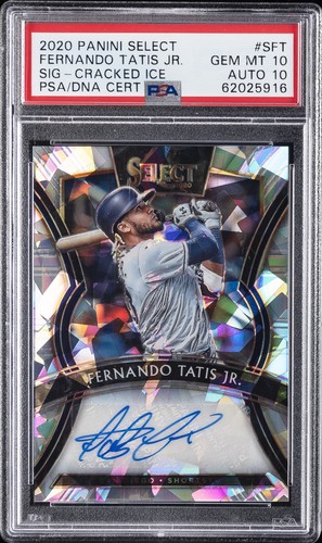 2020 PANINI SELECT SIGNATURES CRACKED ICE FERNANDO TATIS JR. #/15 PSA 10 AUTO 10