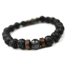 Man/Women Lava Rock Diffuser Bracelet Elastic Natural Stone Yoga Bead Bracelet F