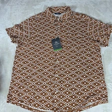Alpine Design Mens XXL Rooted Knit Button Front Shirt Print Brown/Sacred Geo NEW