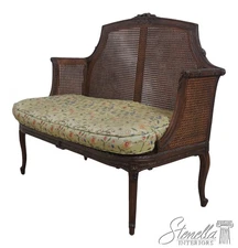 L70877: French Louis XV Cane Settee w. Loose Cushion