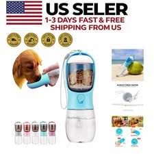 Portable Dog Water Bottle with Food Container 10oz Travel Dispenser for Walking