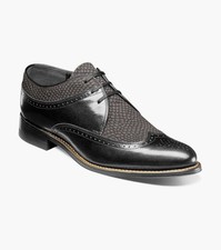 Stacy Adams Men's Dayton 00626-975 Python Print Wingtip Black Gray Oxford- Stock