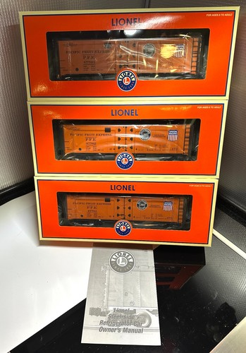 Coche refrigerador Lionel 6-11872 calibre O Pacific Fruit Express (paquete de 3) NUEVO | Condition: New