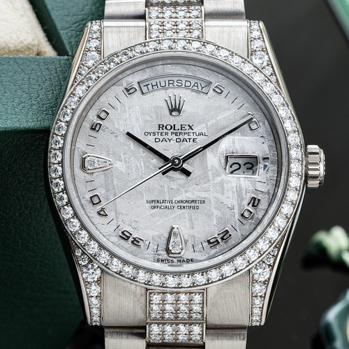 Rolex Day-Date 36mm 2015 Box & Papers Factory Meteorite & Diam...