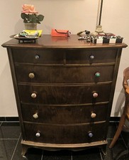 Antike, englische Herrenkommode, bow Front, Mahagoni, ca. 1890