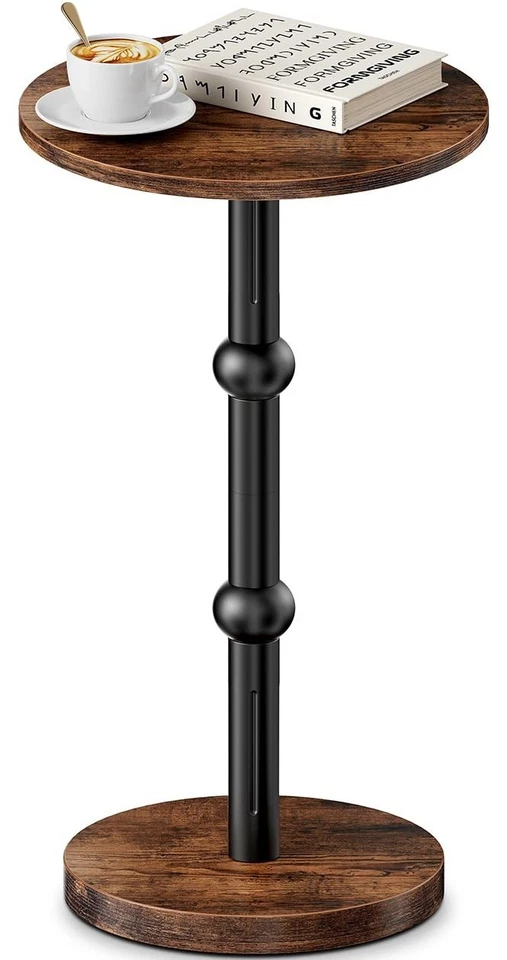 Drink Table, Small Round Side Table for Small Spaces,Round End Tables Metal leg - Image 2 of 4