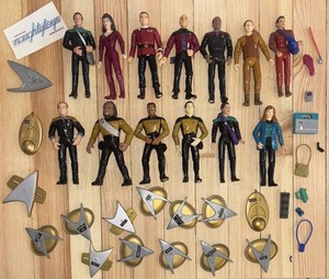 Vtg Star Trek TNG Figure Lot Playmates 1994 w/ Accessories & Stands EUC NICE!
