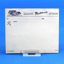 Fred Harvey Drug Store Chicago Union Station Rx Blank Vintage Railroad Ephemera