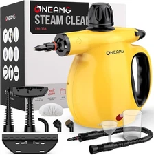 Handheld Pressurized Steamer Yellow Steam Cleaner w/ 10 Accessories, Safety Lock